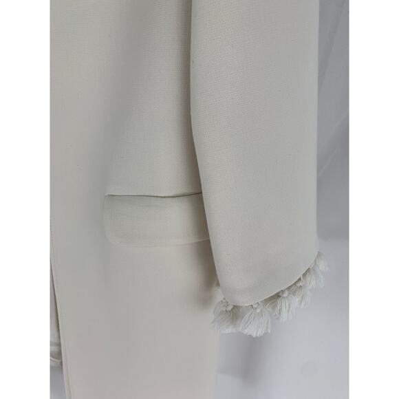 Zara Woman Jacket Coat Size Small Tassel Cuffs New Off White Blazer New Flawed - Picture 5 of 12